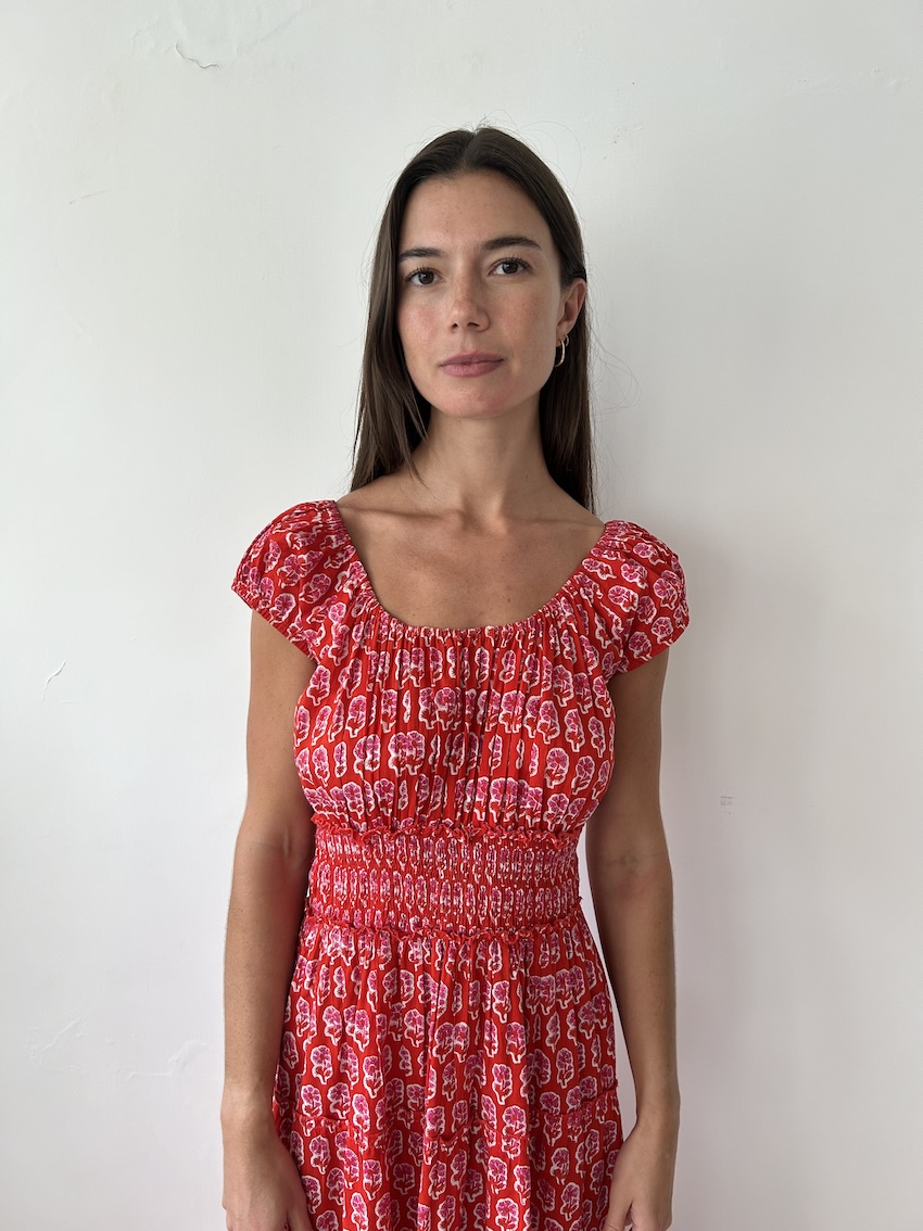 Pink City Prints Long Red Dress