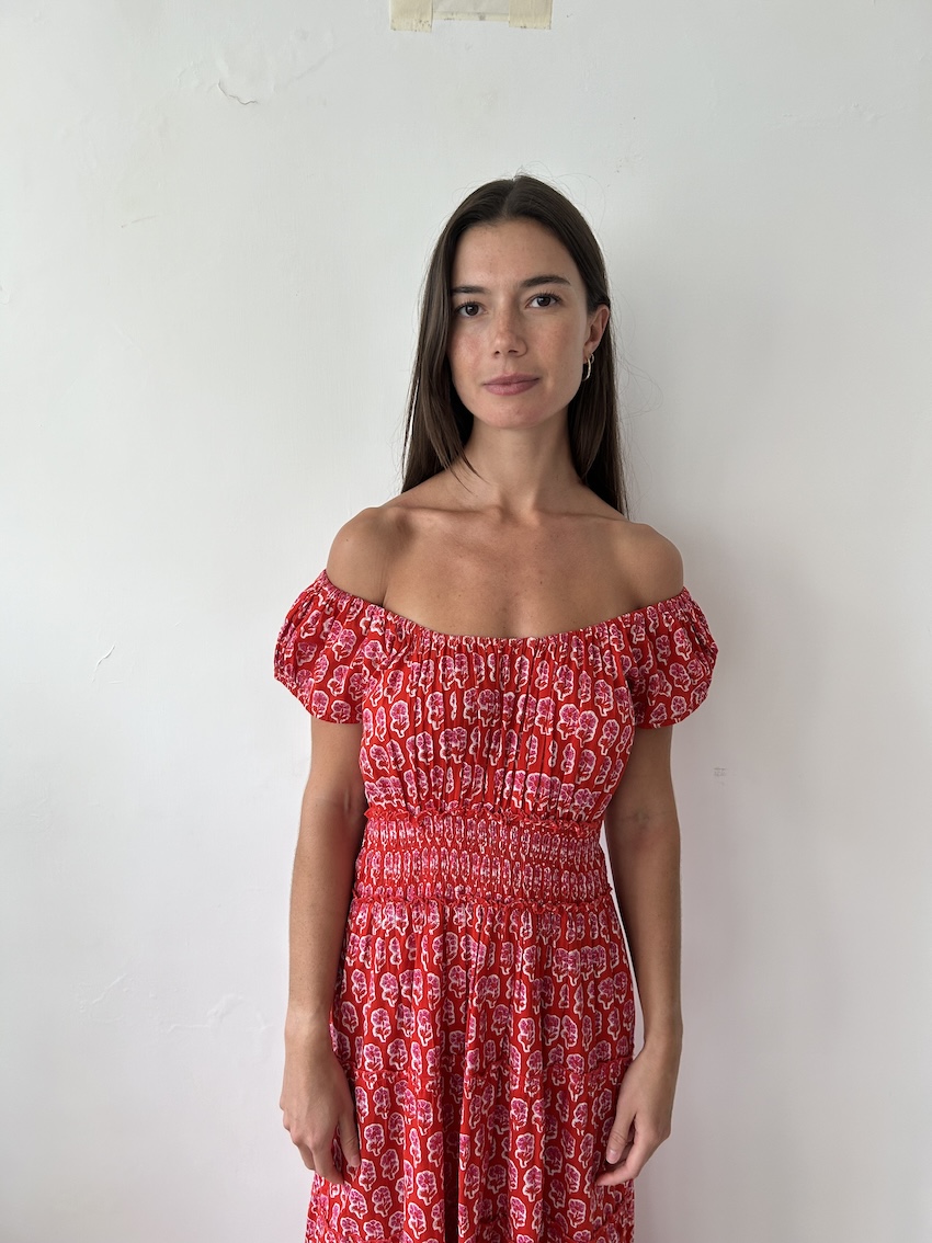 Pink City Prints Long Red Dress