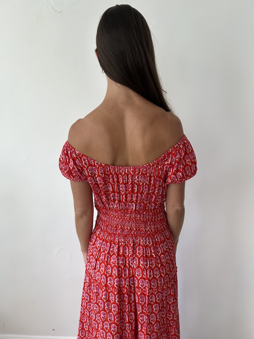 Pink City Prints Long Red Dress