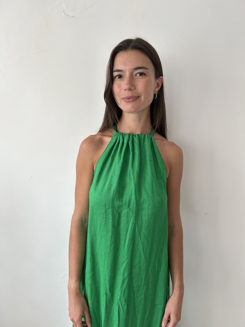 Asceno Ibiza Linen Green Midi Dress
