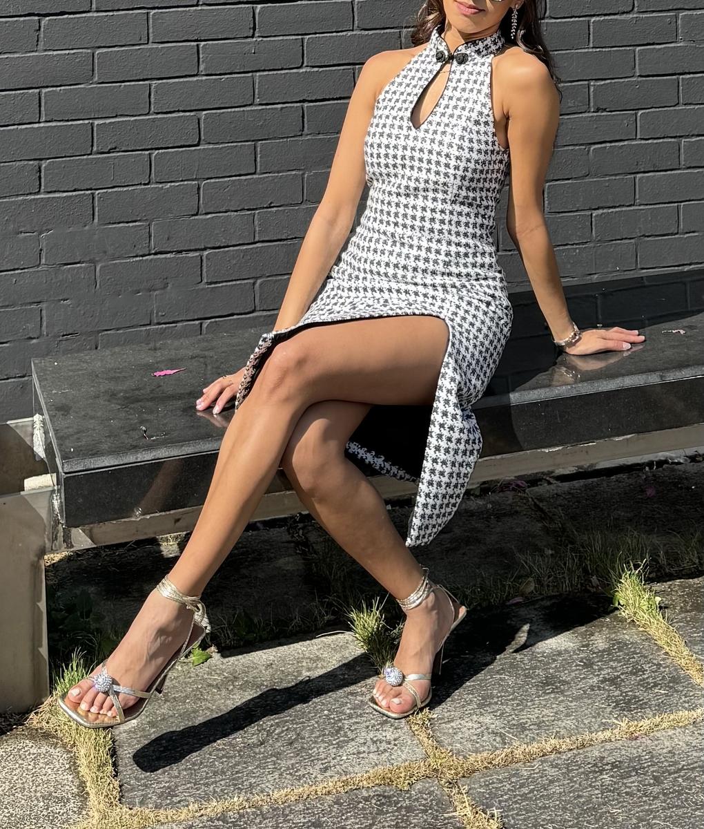 Mandarin Collar Midi Dress