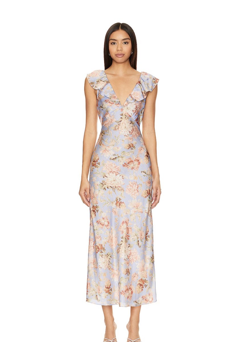 Floral Silk Midi Dress