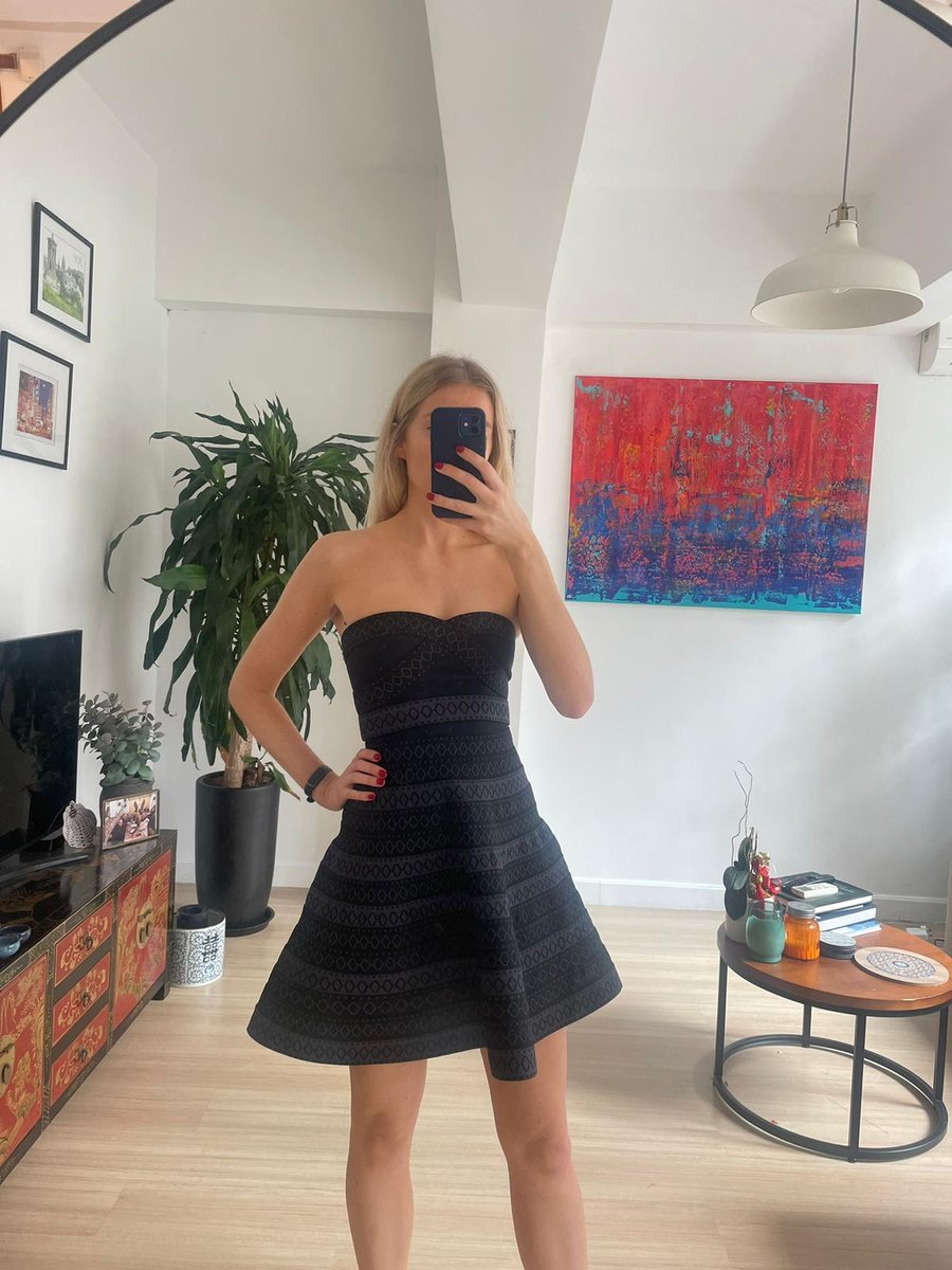 MAJE Strapless Favela Jacquard Dress