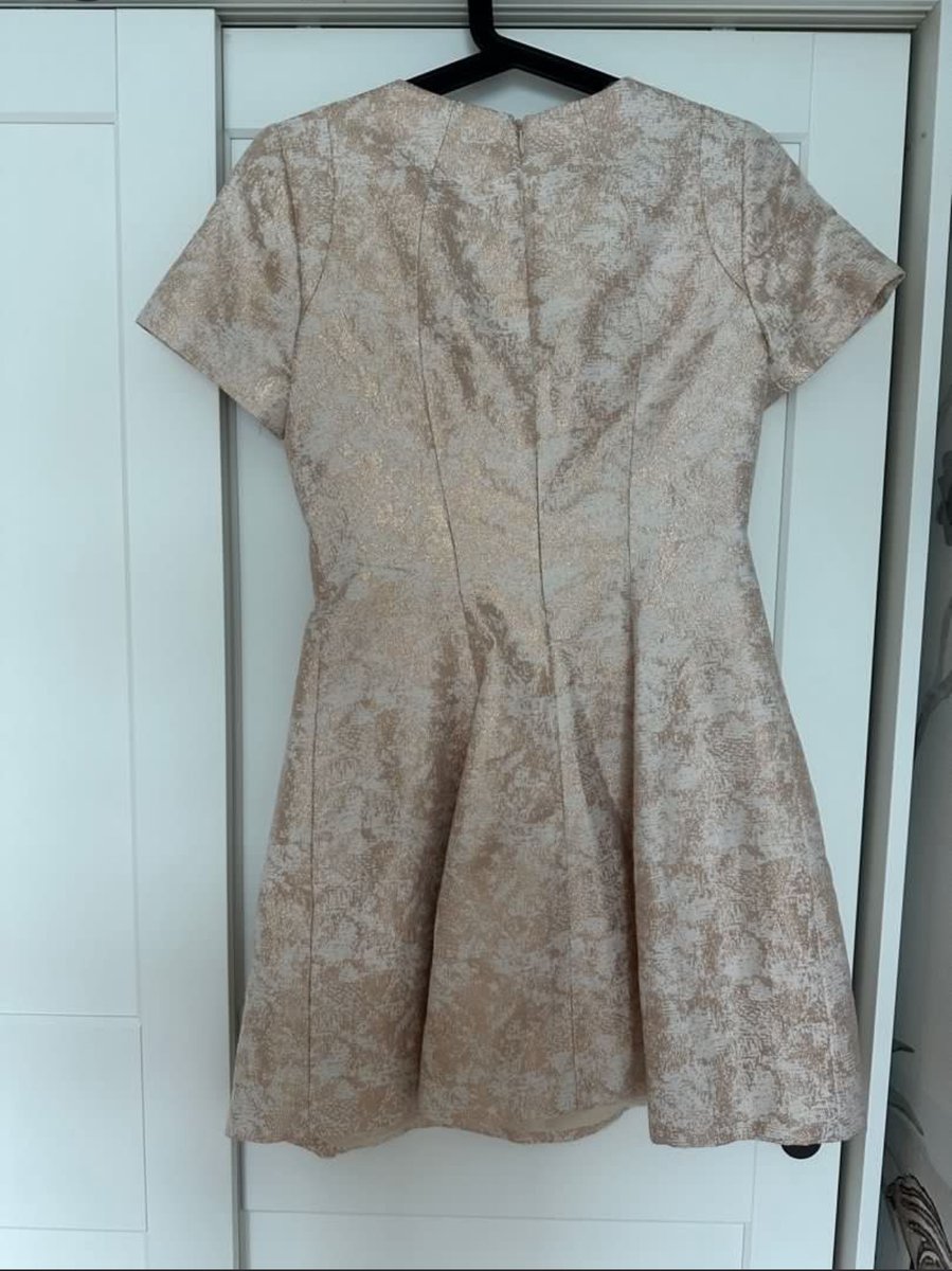 Cameo peach and white jacquard dress