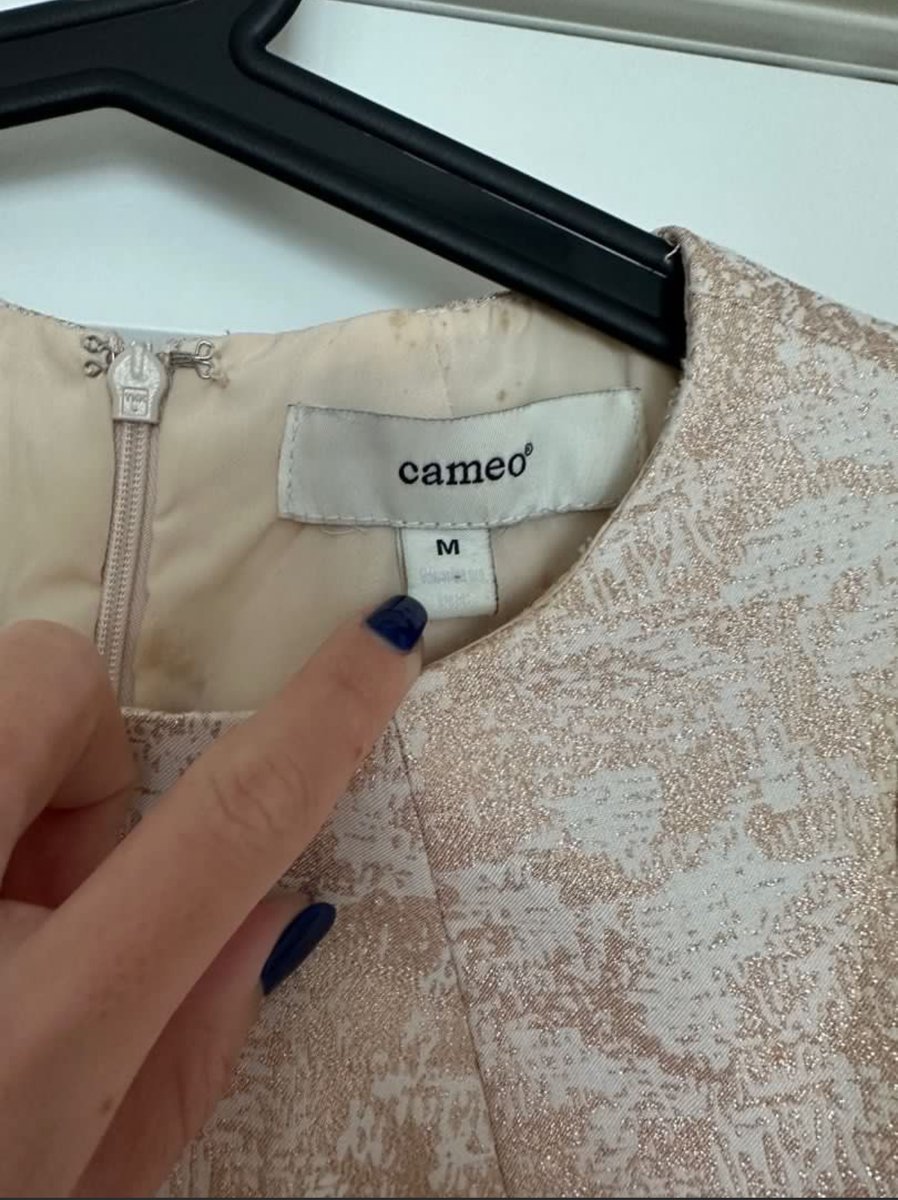 Cameo peach and white jacquard dress