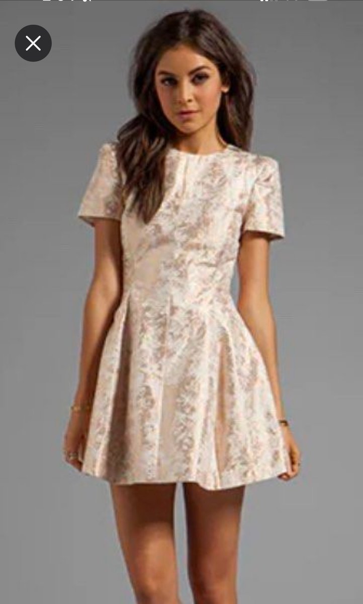 Cameo peach and white jacquard dress
