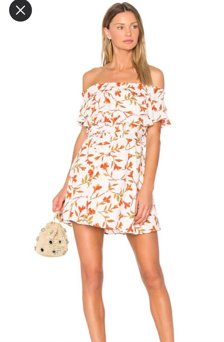 Off the shoulder red and white floral dress
