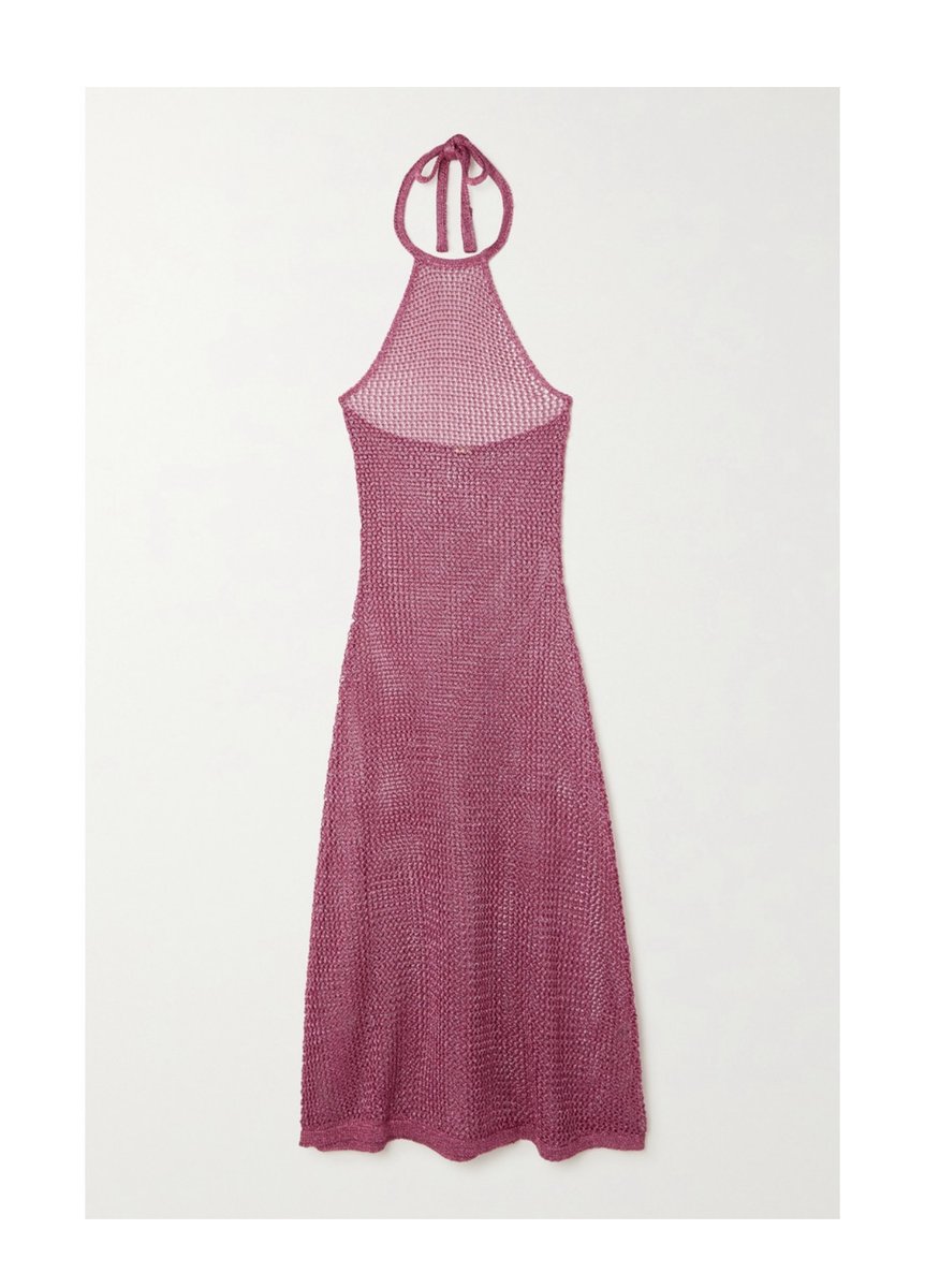 Cult Gaia metallic crochet/knit halter neck midi