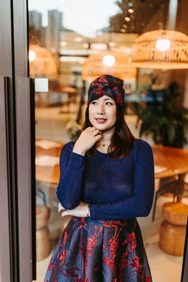 SAN FRANCISCO SKIRT SHORT LENGTH BLU WITH RED FLOWERS