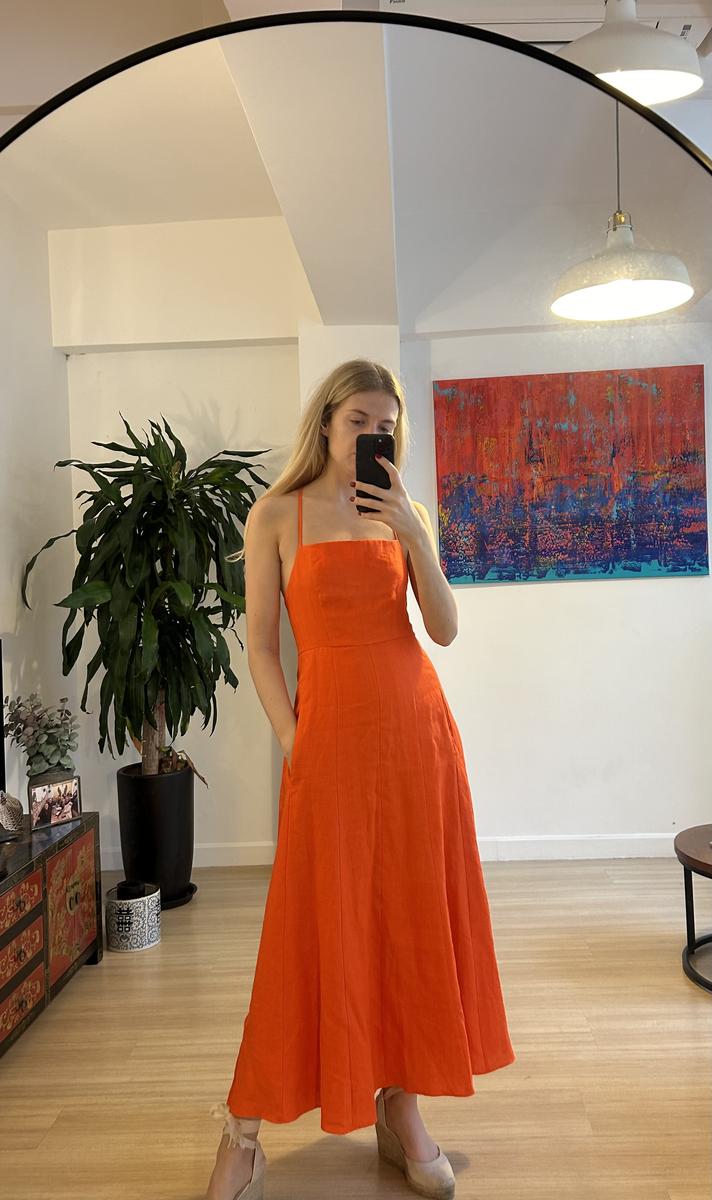 Mara Hoffman Orange Linen Midi Dress