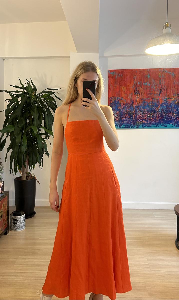 Mara Hoffman Orange Linen Midi Dress