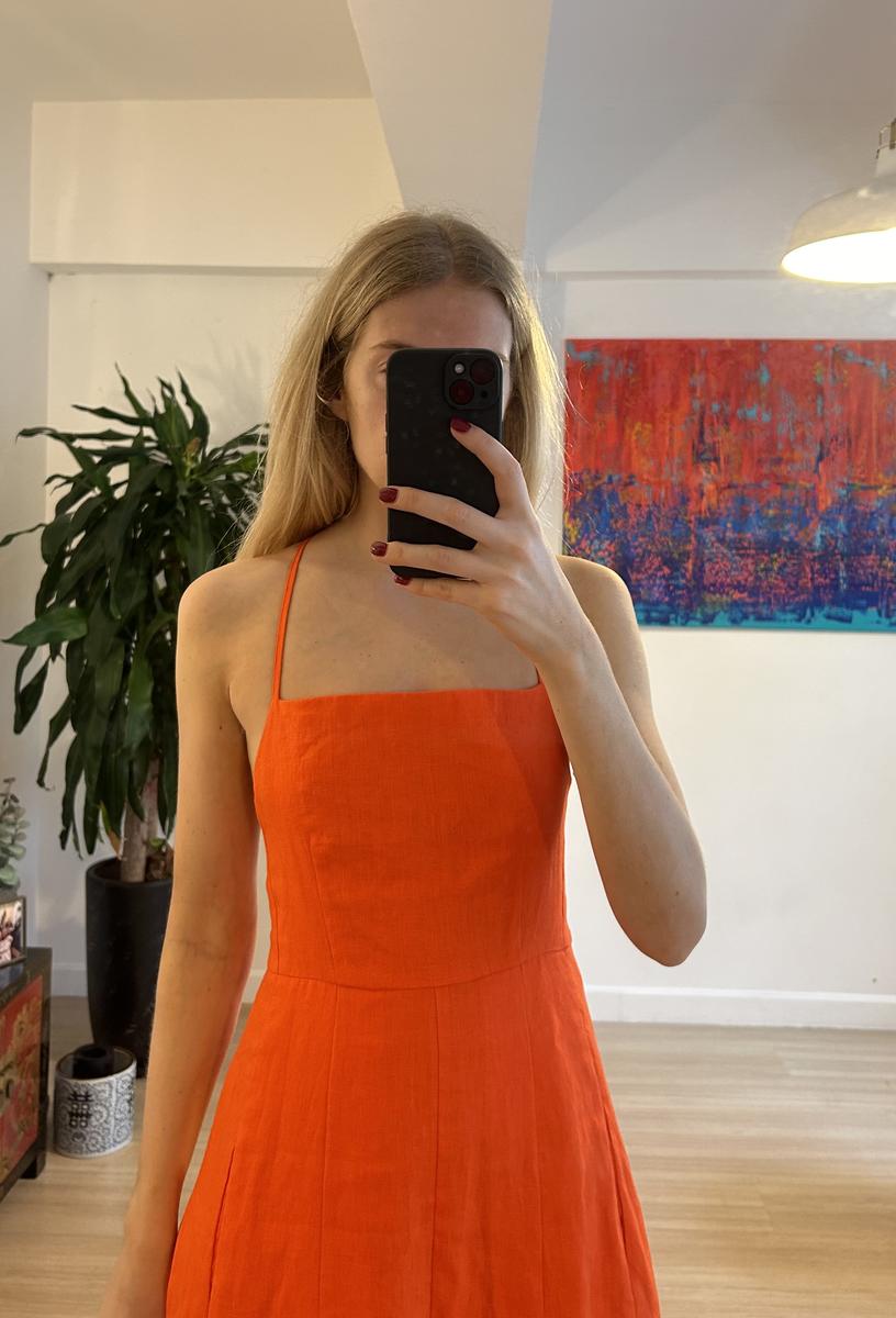 Mara Hoffman Orange Linen Midi Dress