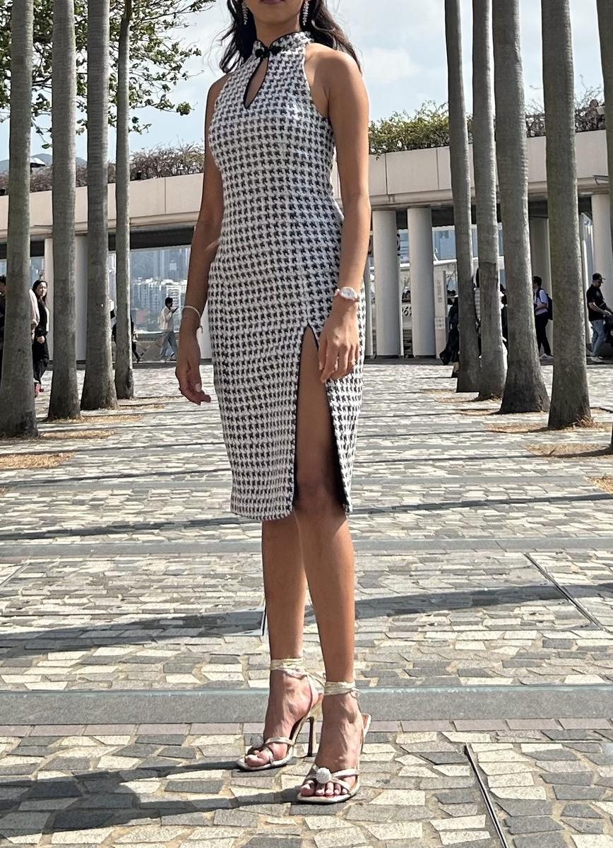 Mandarin Collar Midi Dress