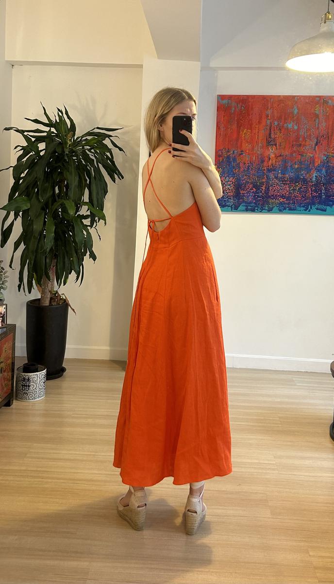 Mara Hoffman Orange Linen Midi Dress