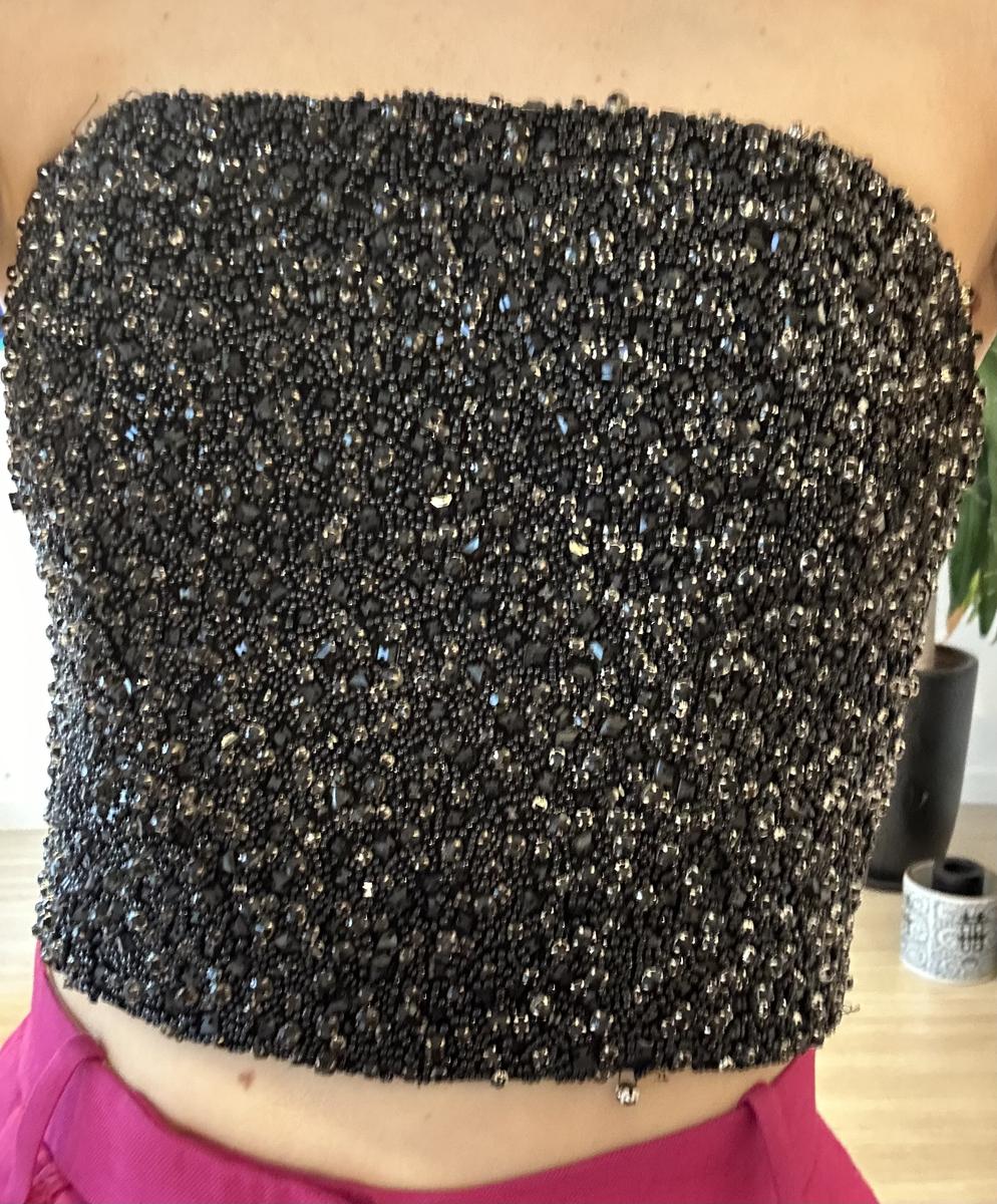 Alice + Olivia Strapless Black Beaded Top