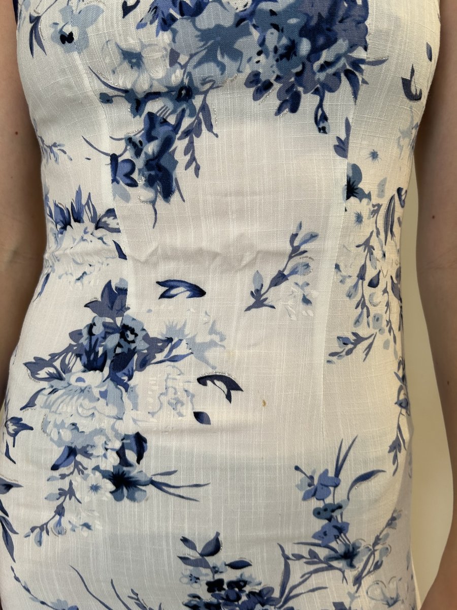 Cheongsam White & Blue Dress