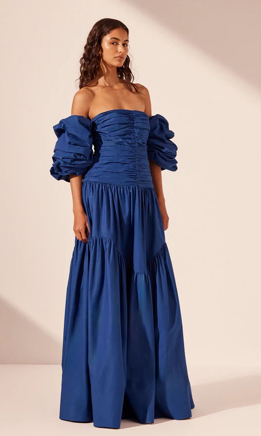 Shona Joy Maiori Contour Ruched Maxi Dress - Azure
