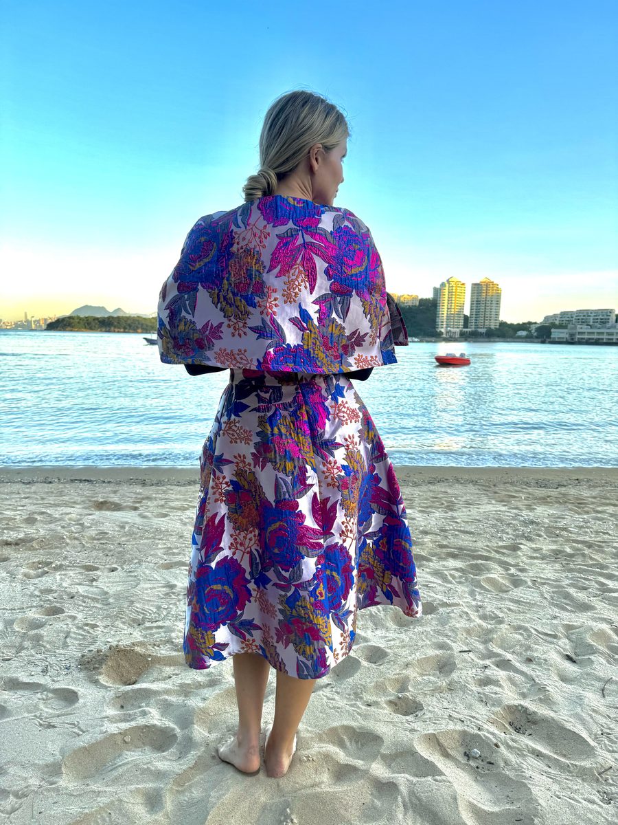 SAN FRANCISCO SKIRT 3/4 LENGTH PURPLE FLOWERS