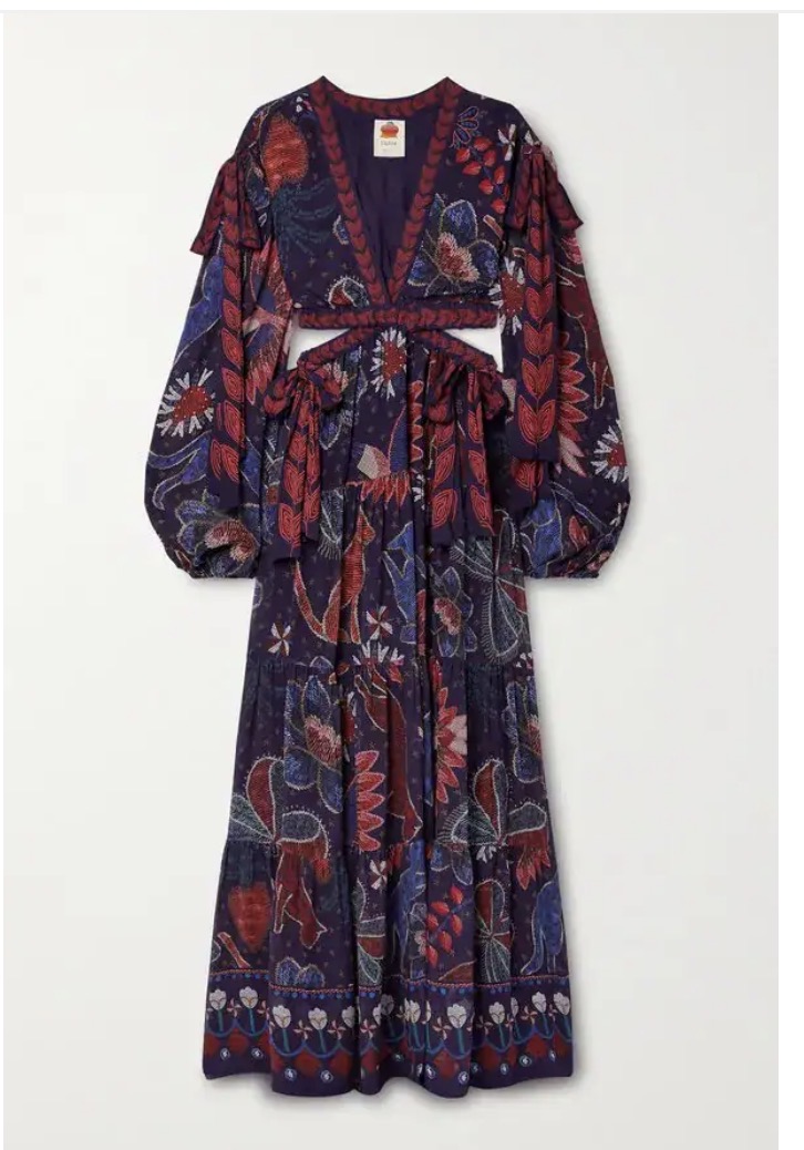 Farm Rio Cutout georgette maxi dress