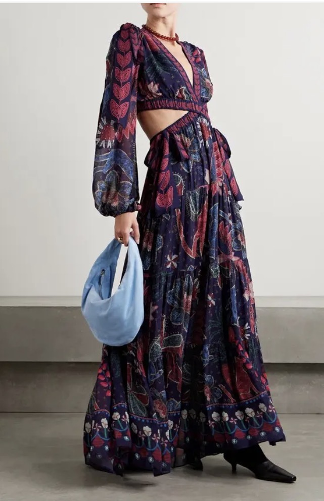 Farm Rio Cutout georgette maxi dress