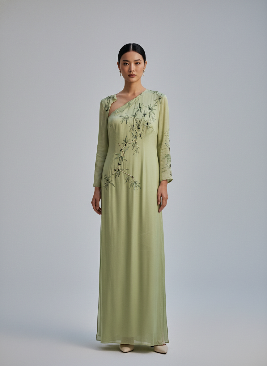 Boutique Green Dress with Floral Detail