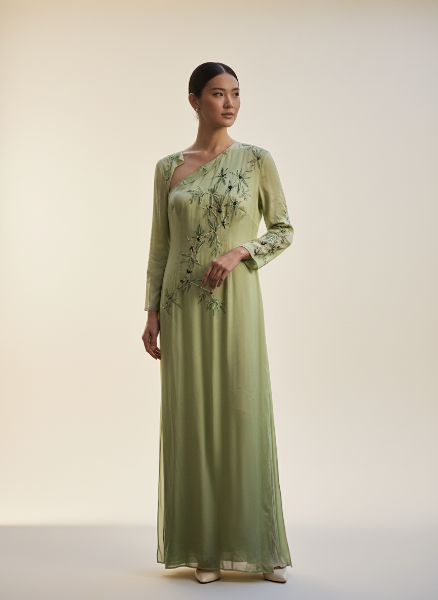 Boutique Green Dress with Floral Detail