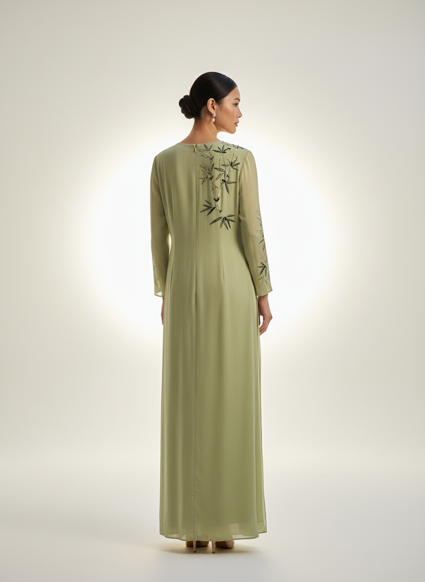 Boutique Green Dress with Floral Detail