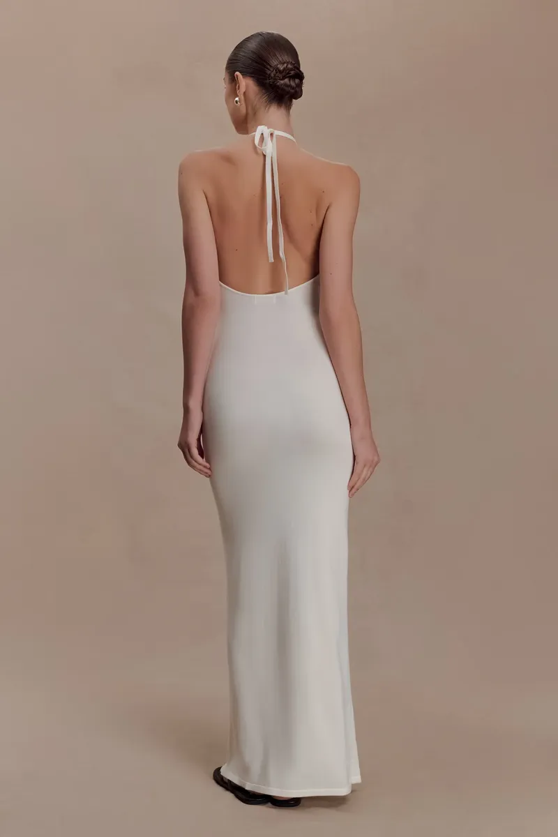 Meshki White Maxi Halter Dress