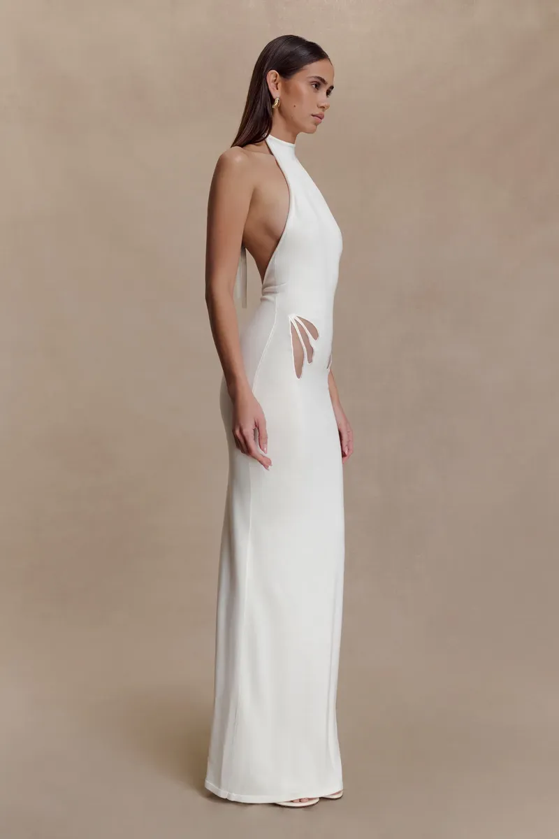 Meshki White Maxi Halter Dress