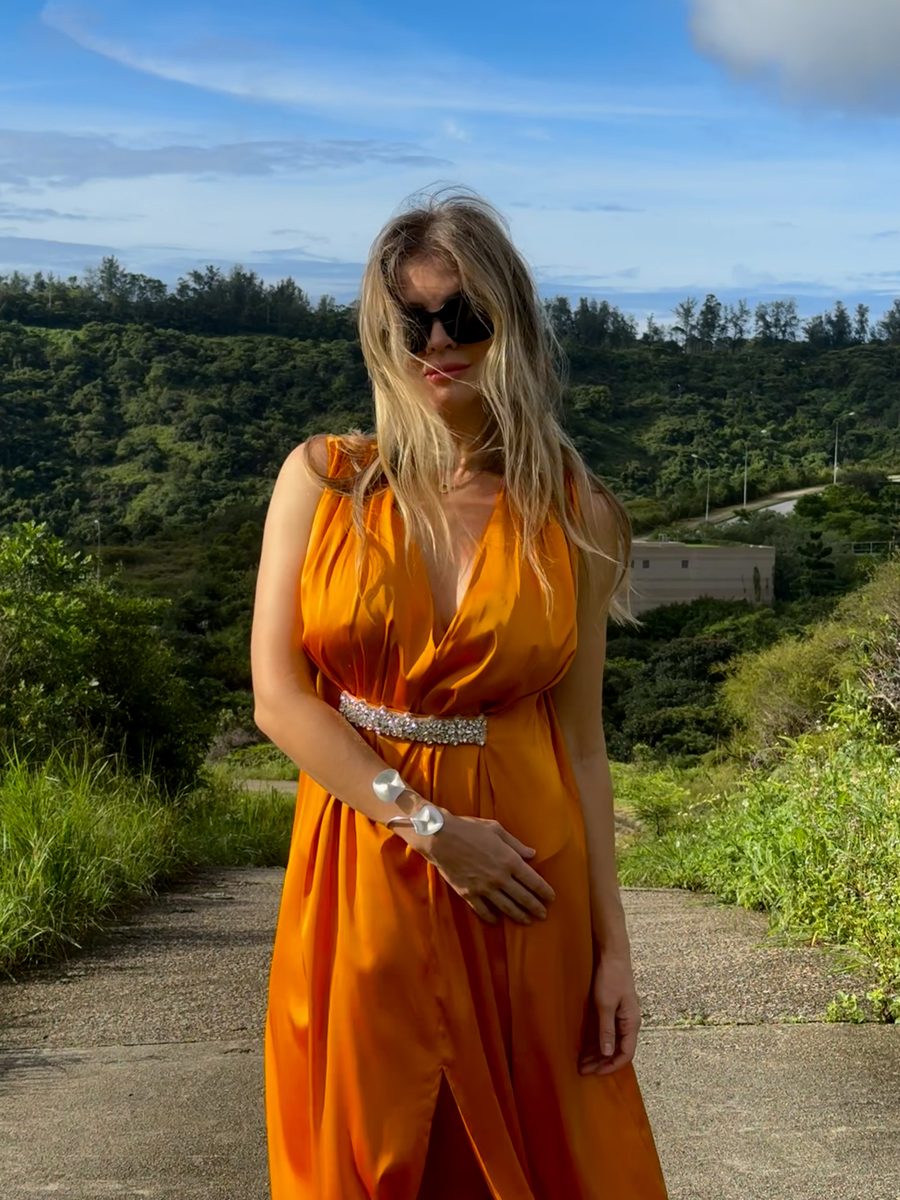 SORRENTO DRESS WITH CHARMS ORANGE