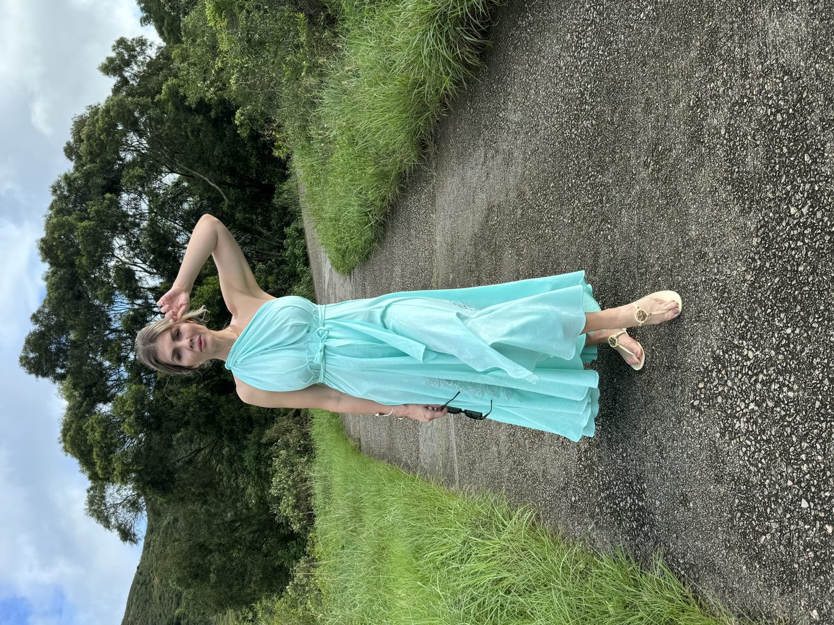 LINEN DRESS TURQUOISE