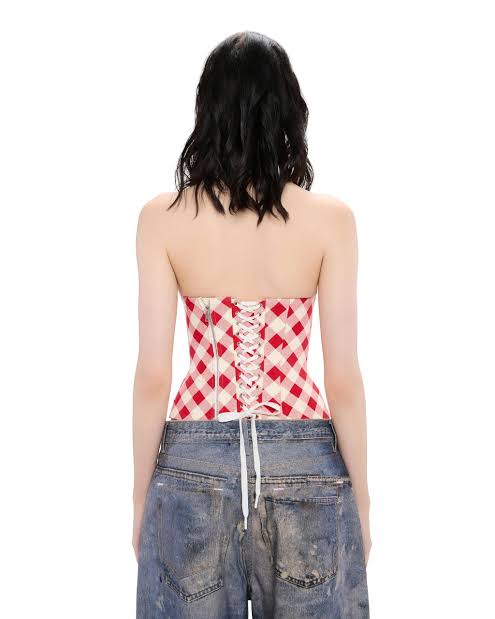 Red Gingham Corset Top