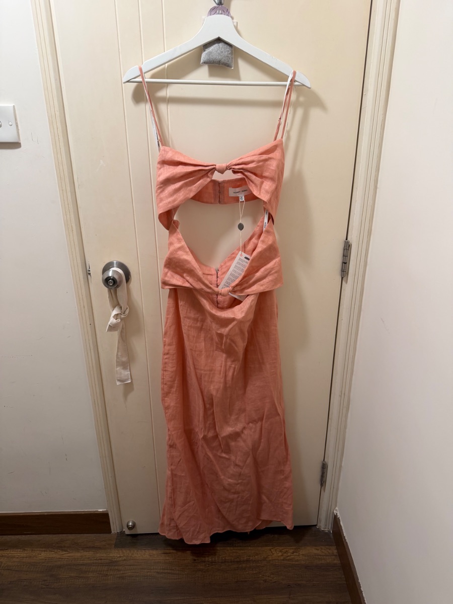 RONNY KOBO Knotted cutout maxi linen maxi dress