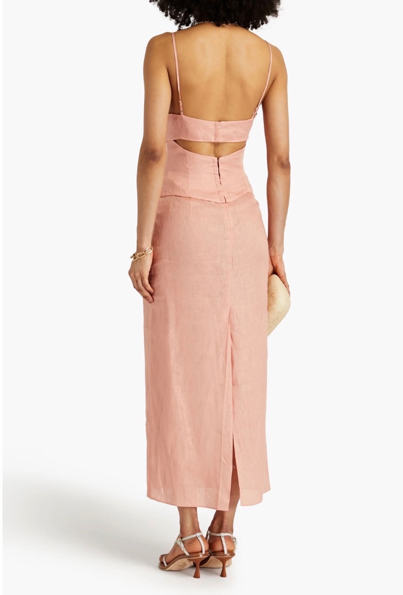 RONNY KOBO Knotted cutout maxi linen maxi dress