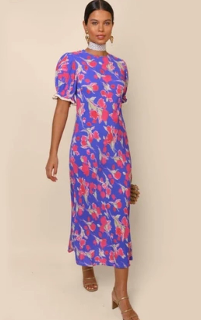 Rixo Venis Floral Iris Dress - UK10