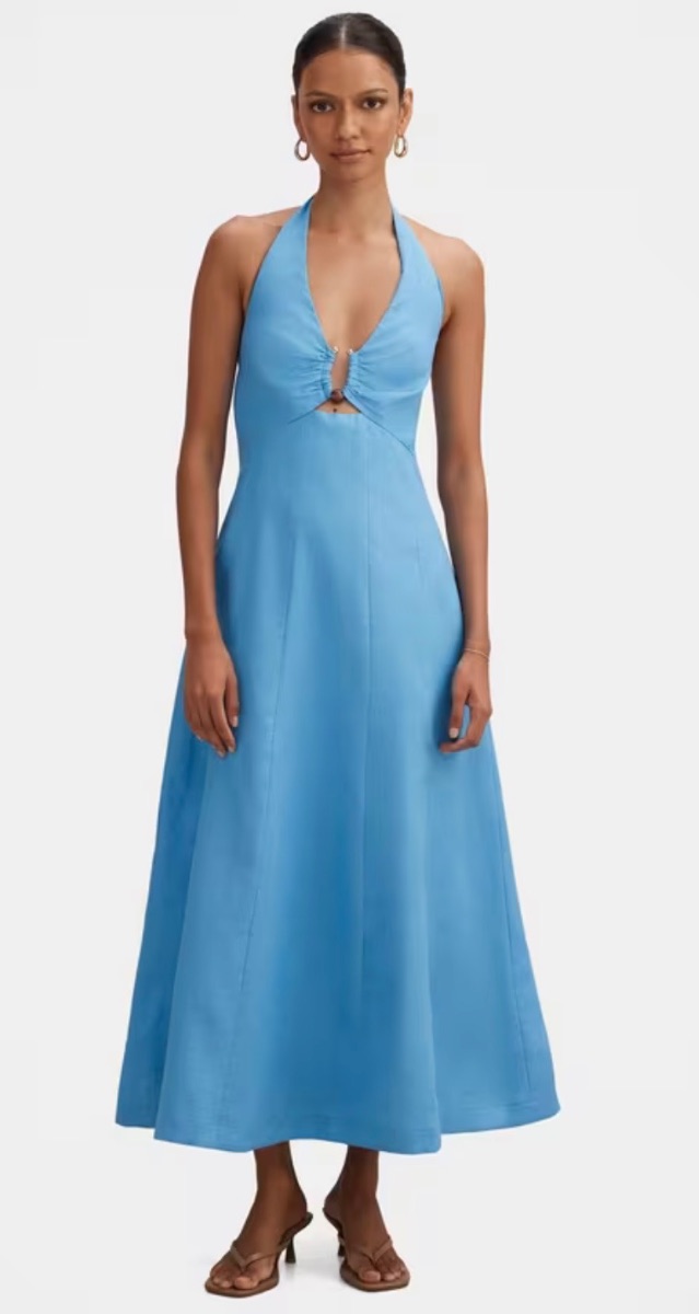 Forever New Linen Halter Neck Midi Dress
