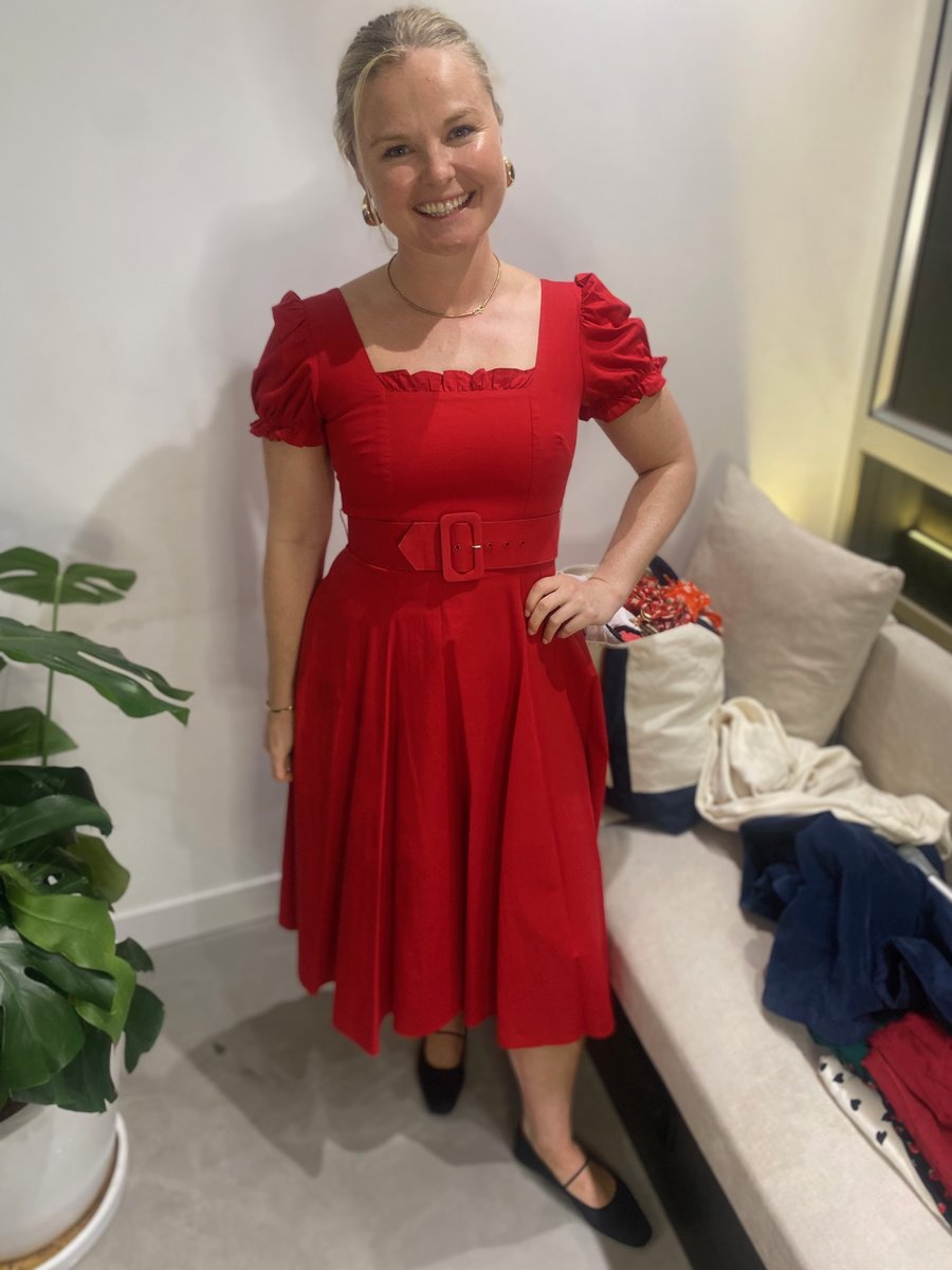 Staud Red Belted Dress