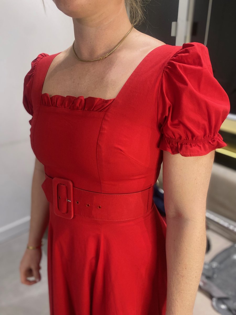 Staud Red Belted Dress