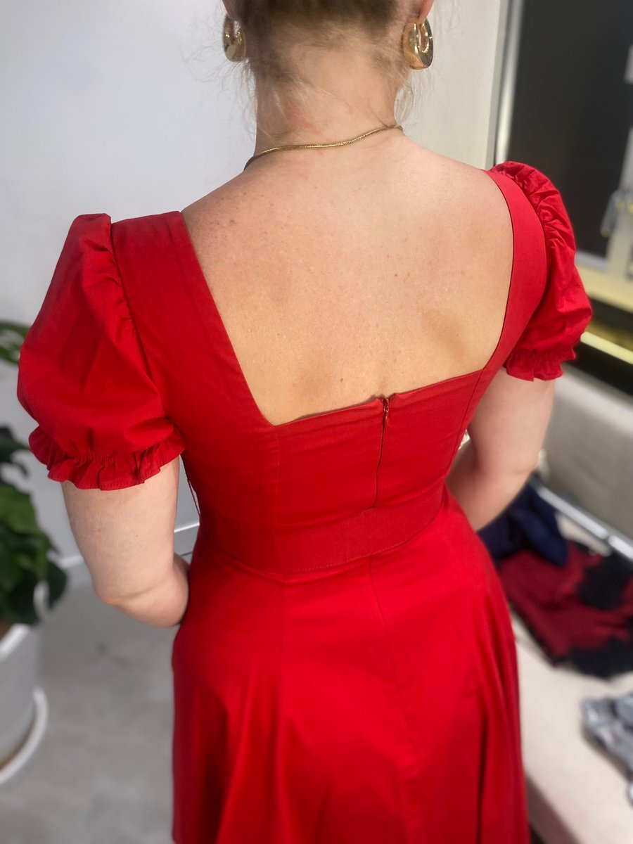 Staud Red Belted Dress