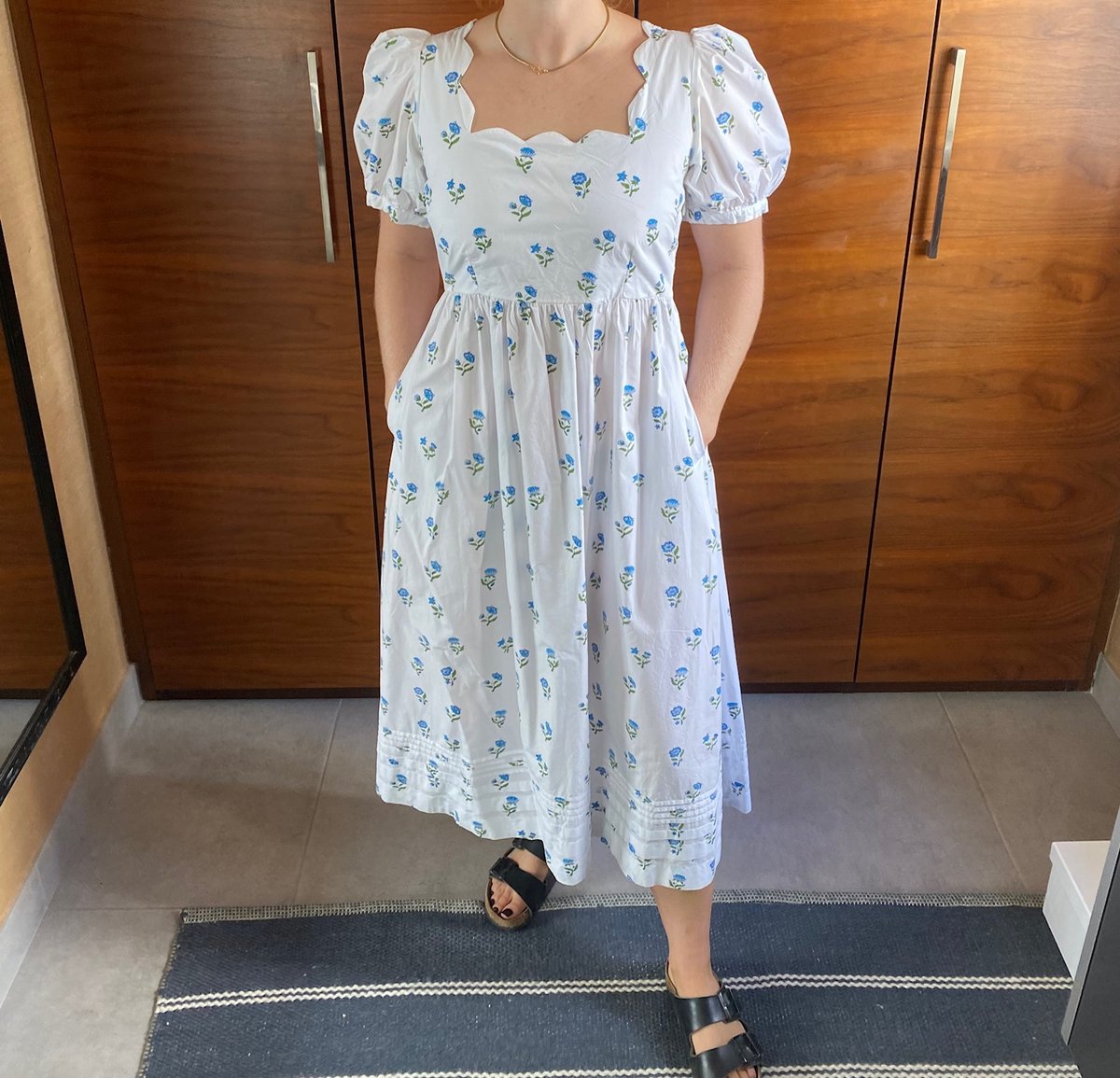 Pink City Prints white dress with blue flowers