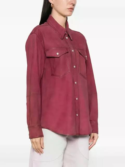 Isabel Marant Danisia Suede Shirt / Jacket– Raspberry Pink