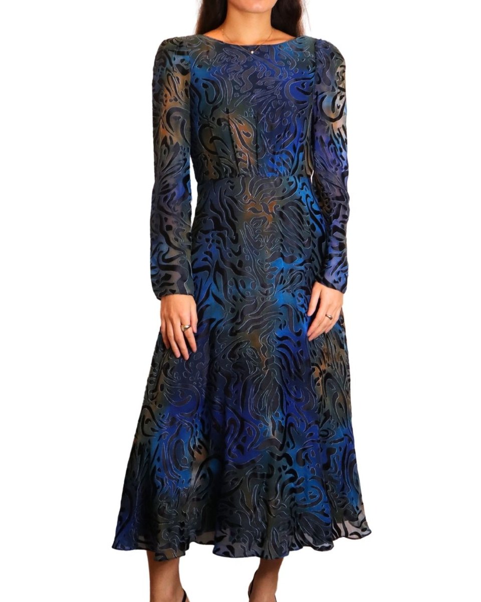 Saloni Blue Midi Dress