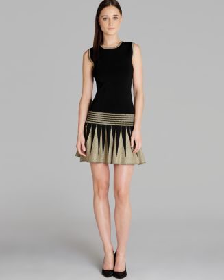 Ted Baker Kandis Black & Gold Knitted Flapper Dress