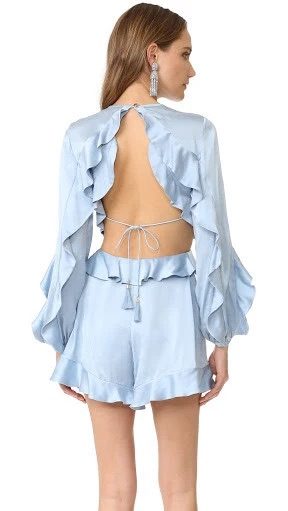 Zimmermann Winsome Silk Flutter Playsuit – Sky Blue