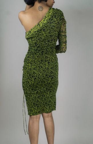 Diane von Furstenberg Baroque Print Ruched Mesh Midi Dress