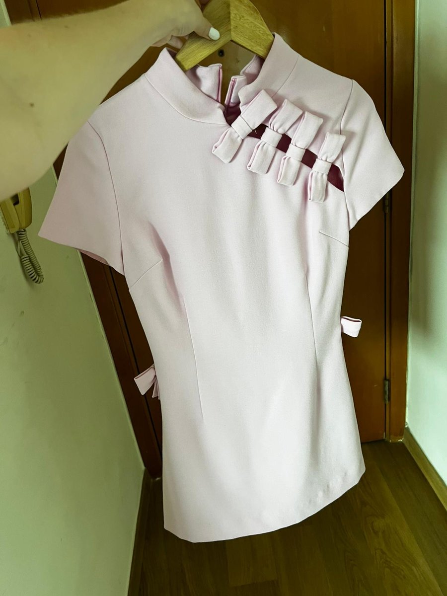 Candy Mini Dress in Pink (Cheongsam/QiPao style neckline with bows)