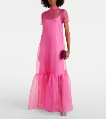 Silk organza sheer dress with slip