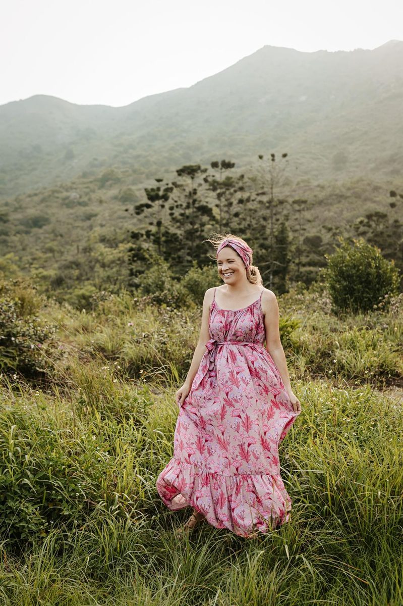 PAROS DRESS PINK with Flowers