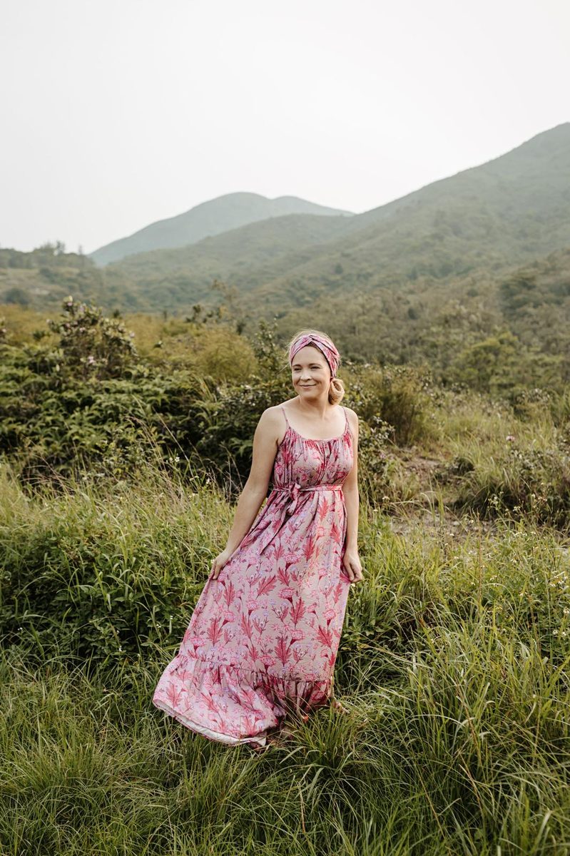PAROS DRESS PINK with Flowers