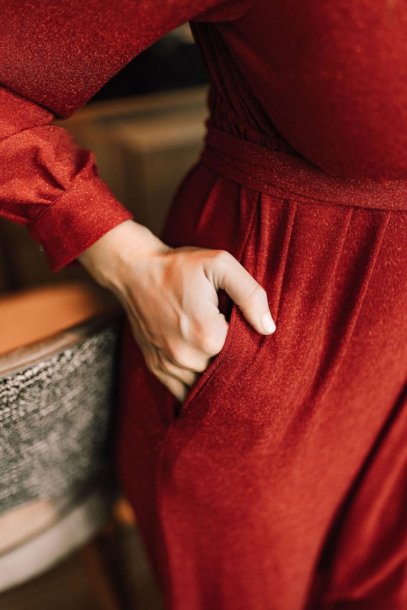 EF Red JUMPSUIT LONG SLEEVES